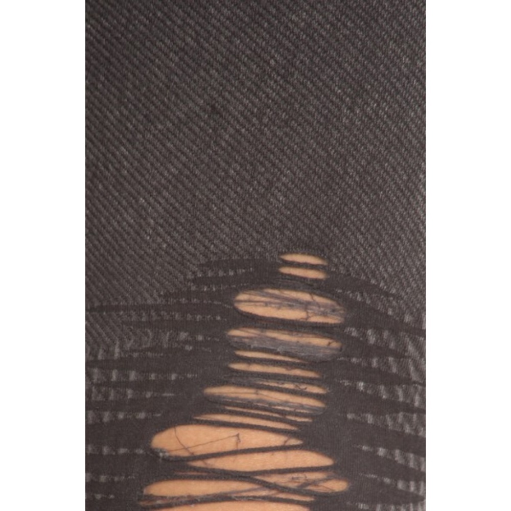 Lady's Distressed Vintage Washed Leggings Charcoal - Picture 4 of 5